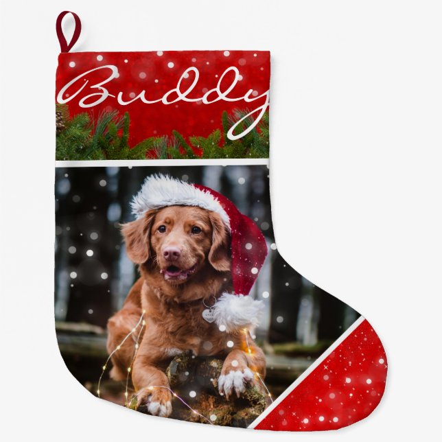 Pet Photo Christmas Personalized Stocking (Front)