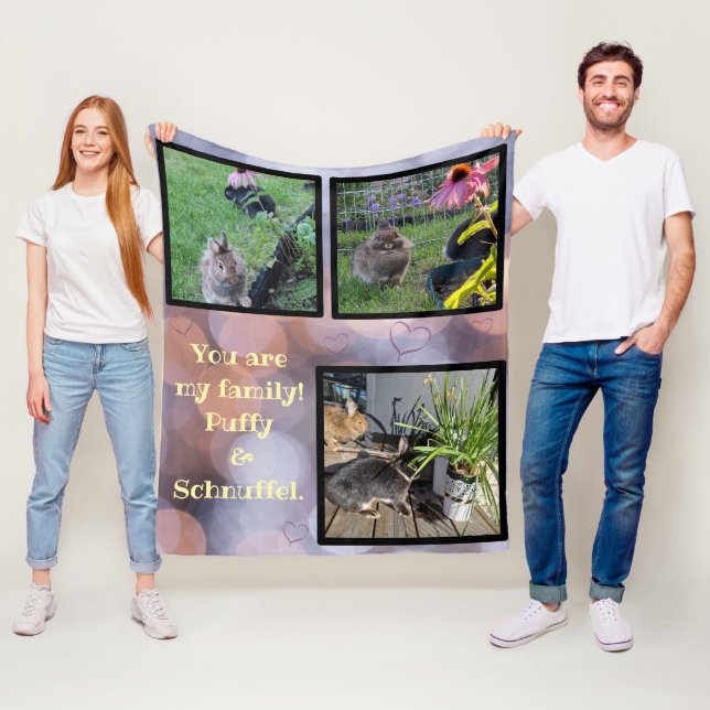 pet photo collage - 3 pictures fleece blanket (In Situ)