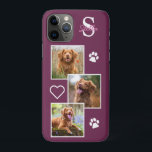 Pet Photo Collage Monogram Name Magenta Cat Dog iPhone 11 Pro Case<br><div class="desc">Now you can carry your best friend with you wherever you go with this custom dog pet photo iPhone case . This 3 photo collage with heart and paw print design is trendy, elegant, cool and cute. Customize with your favourite dog photo, cat photo, or any pet with paws !...</div>