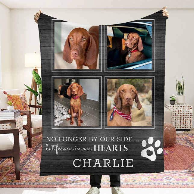Pet Photo Collage & Sympathy Quote Rustic Dog/Cat Fleece Blanket (Creator Uploaded)