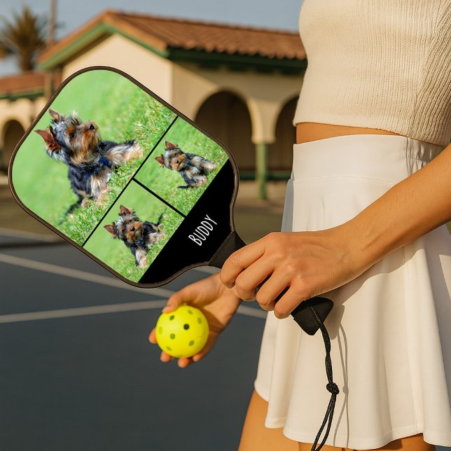 Pet Photo Collage with Name Pickleball Paddle (Creator Uploaded)