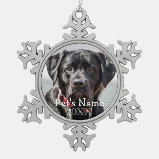 Pet Photo Custom Christmas Keepsake Snowflake Pewter Christmas Ornament