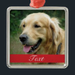 Pet Photo customizable Metal Ornament<br><div class="desc">Create a beautiful custom Christmas keepsake using your dog's or other pet's picture and if desired,  add his or her name.</div>