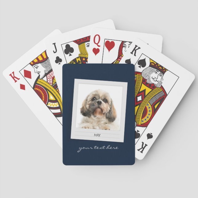 Pet Photo Dog Owner Modern Script Birthday Playing Cards (Back)