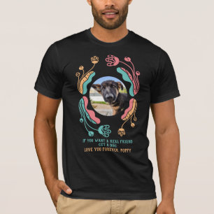 Pet photo, editable floral frame design T-Shirt