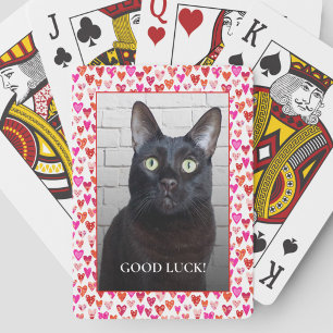 Pet Photo Heart Frame Good Luck Personalized Playing Cards