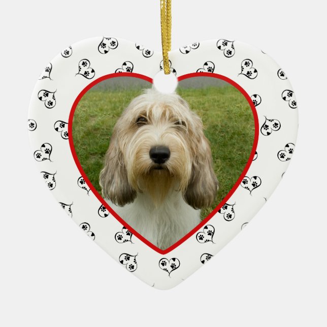 Pet Photo Heart Frame Personalized Ceramic Ornament (Front)