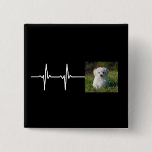 Pet Photo Heartbeat / Add Your Pet Photo 2 Inch Square Button