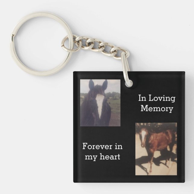 Pet Photo Horse Memorial Keepsake Keychain (Front)