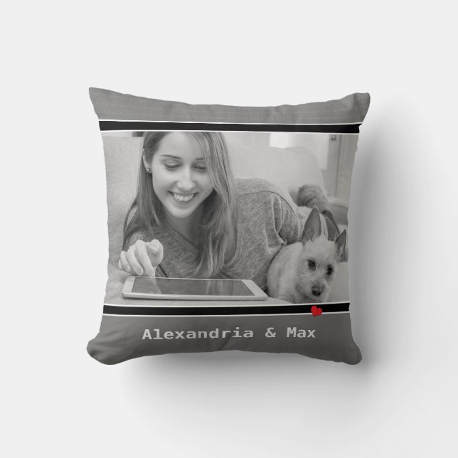 Pet Photo Love My Dog XOXO Throw Pillow (Front)