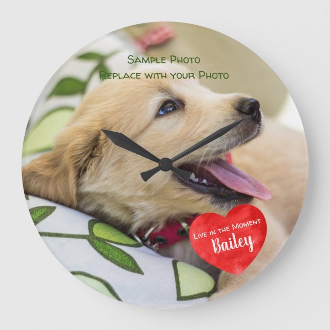 Pet Photo Memorial - Add Your Photo - Dog Photo Large Clock (Front)