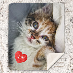Pet Photo Memorial - Cat Lovers Gift - Cat Sherpa Blanket
