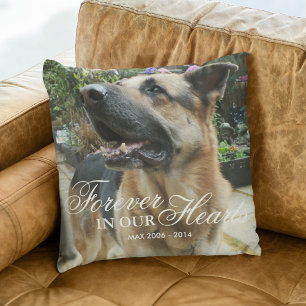 Pet Photo Memorial Gift   Forever in our Hearts Throw Pillow