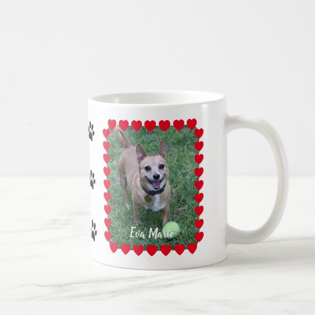 Pet Photo Memorial Heart Frame Keepsake Coffee Mug (Right)