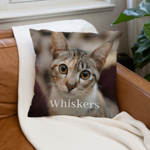 Pet Photo Name Cat Keepsake Throw Pillow