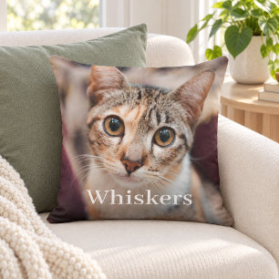 Pet Photo Name Cat Keepsake Throw Pillow