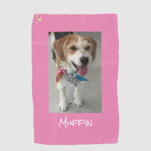 Pet Photo & Name, Customize, Pink Golf Towel