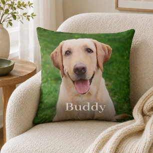 Pet Photo Name Dog Keepsake Throw Pillow