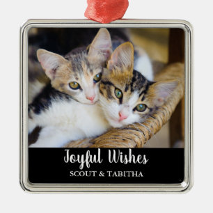 Pet Photo Name Metal Ornament