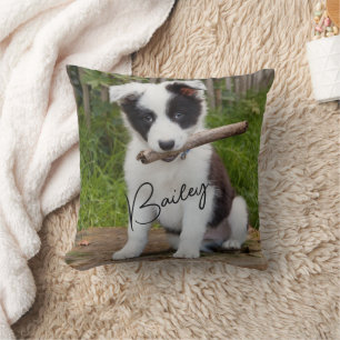 Pet Photo Name Throw Pillow