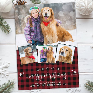 Pet Photo Personalized 4 Woof You Merry Christmas Holiday Card
