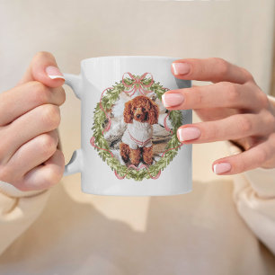 Pet Photo Personalized Dog Lover Christmas Wreath Coffee Mug