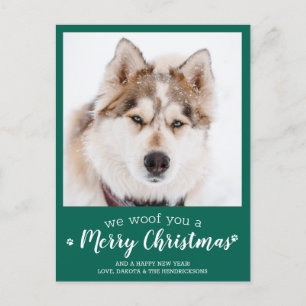 Pet Photo Personalized Dog Lover Merry Christmas Postcard