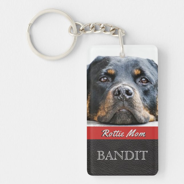 Pet Photo Personalized | Rottie Mom Rottweiler Dog Keychain (Front)
