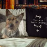 Pet Photo Pillow | Paw Print Tribute<br><div class="desc">A tribute pillow with a photograph of your beloved pet on one side with the text "Pets leave paw prints on our hearts" on the other.</div>