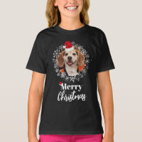 Pet Photo Red Santa Hat Snowflakes Dark Christmas
