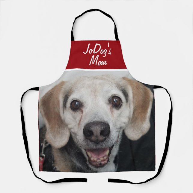 Pet Photo Red White Dog Mom  Apron (Front)