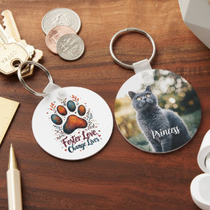Pet photo rescue cat keychain