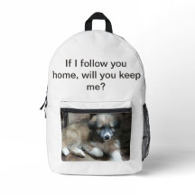 Pet Photo Text Print Cut Sew Backpack