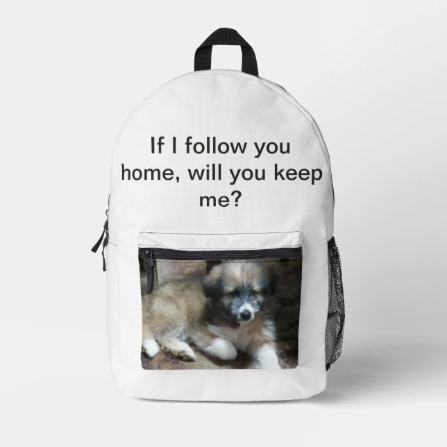 Pet Photo Text Print Cut Sew Backpack (Front)