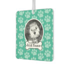 Pet Photo with Dog Bone and Paw Prints Green