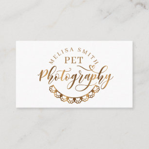 Pet photography in shape of a circle gold colour business card