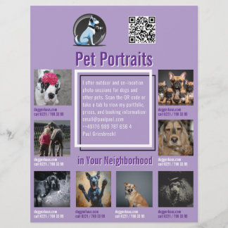 Pet Photography Session Flyer With QR Code & Tear‑