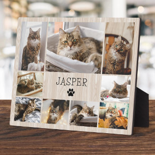 Pet Photos Cat Modern Rustic Collage Plaque