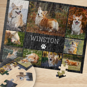Pet Photos Dog Modern Rustic Collage Jigsaw Puzzle