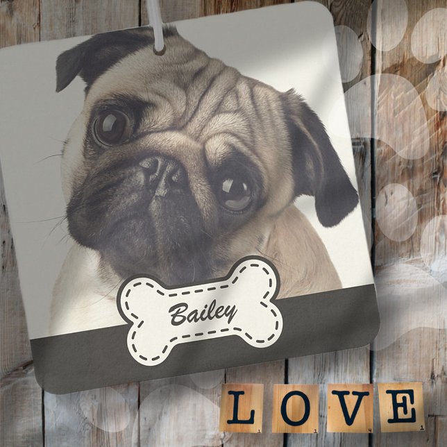 Pet Photos on Dog Bone Name Plate Car Air Freshener (Creator Uploaded)