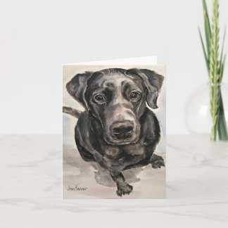 Pet Portrait - Black Lab - Young Pup Card