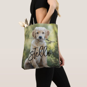 Pet Portrait Canvas Tote Bag, Dog Mom Tote Bag