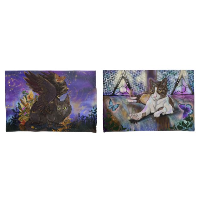 Pet Portrait Magical Kitties Pillowcase (Front-Set)