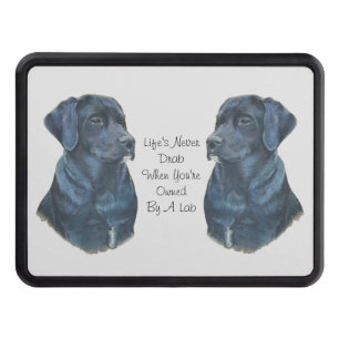 pet portrait picture of black labrador dog trailer hitch cover