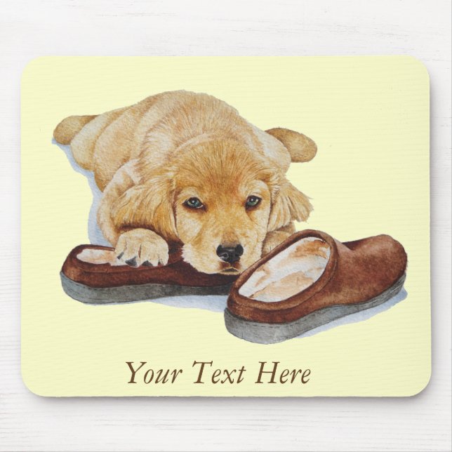 pet portrait picture of golden retiever puppy dog mouse pad (Front)