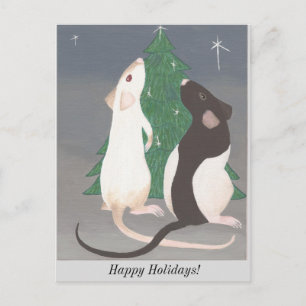 Pet rat Christmas postcard! Holiday Postcard