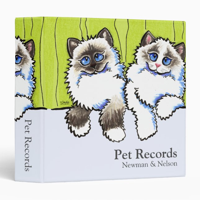 Pet Records Ragdolls Off-Leash Art™ Organization Binder (Front/Spine)
