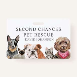 Pet Rescue Organization Name Illustrated Pets Name Badge