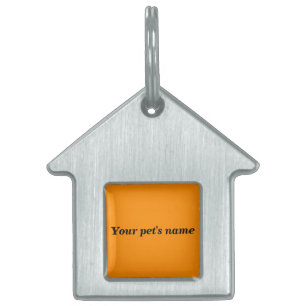 Pet’s Name With Orange Background on House Shaped Pet ID Tag