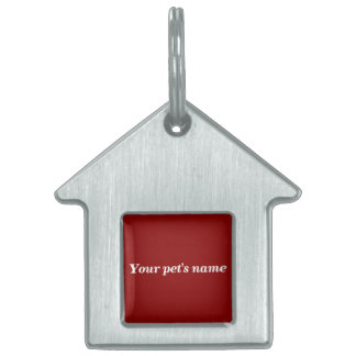 Pet’s Name With Red Background on House Shaped Pet ID Tag